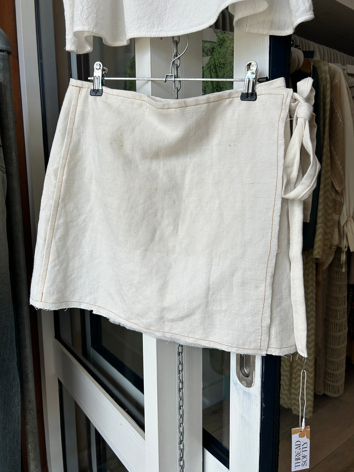 Linen wrap mini skirt, 6-10