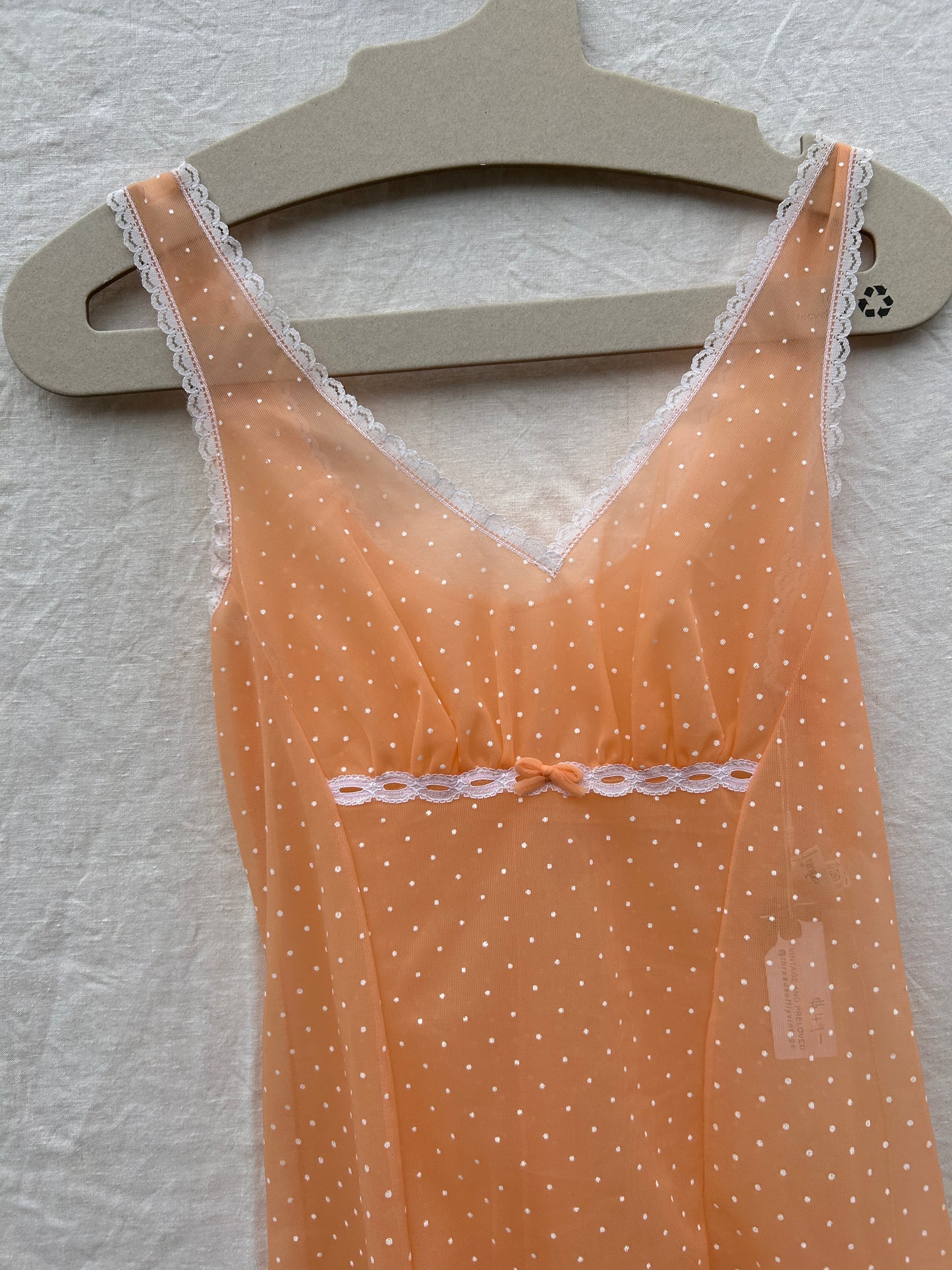 Vintage Pink/orange sheer mini slip dress, 6