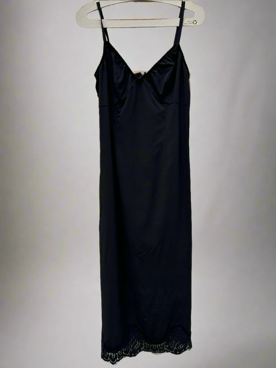 Vintage black midi slip dress, M