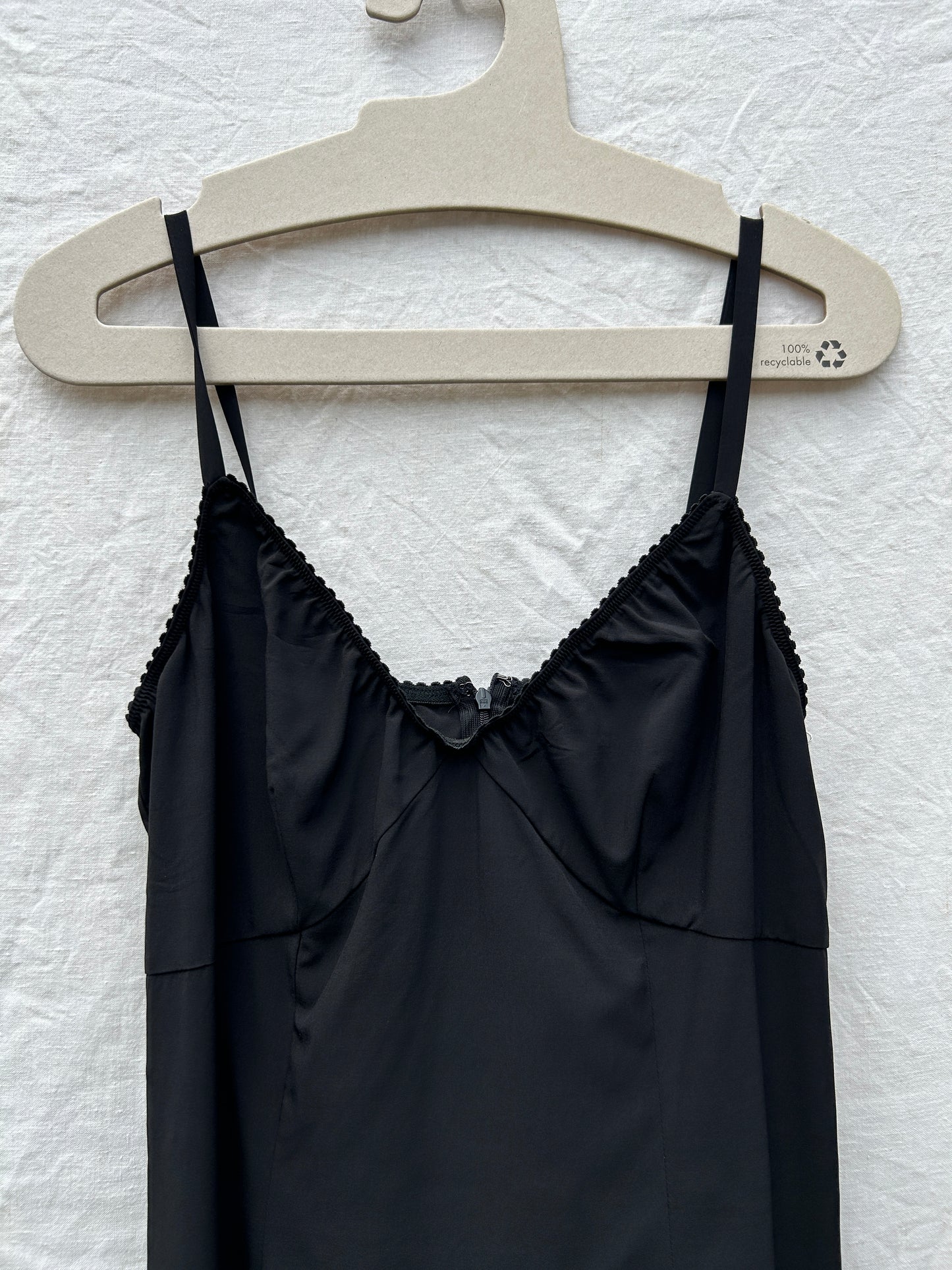 Vintage black midi slip dress, M