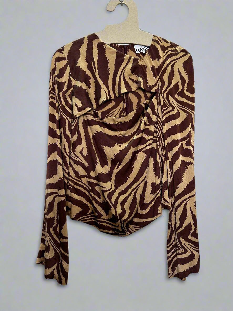 Ganni silk top, 10